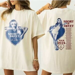 Sabrina Carpenter's Short n' Sweet Tour Heart graphic Tee Shirt